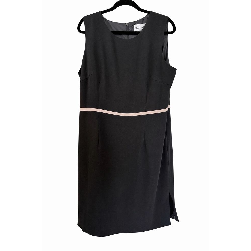 Danny & Nicole Dress Womens 16 Black Beige Sheath Contrast Trim Quiet Luxury